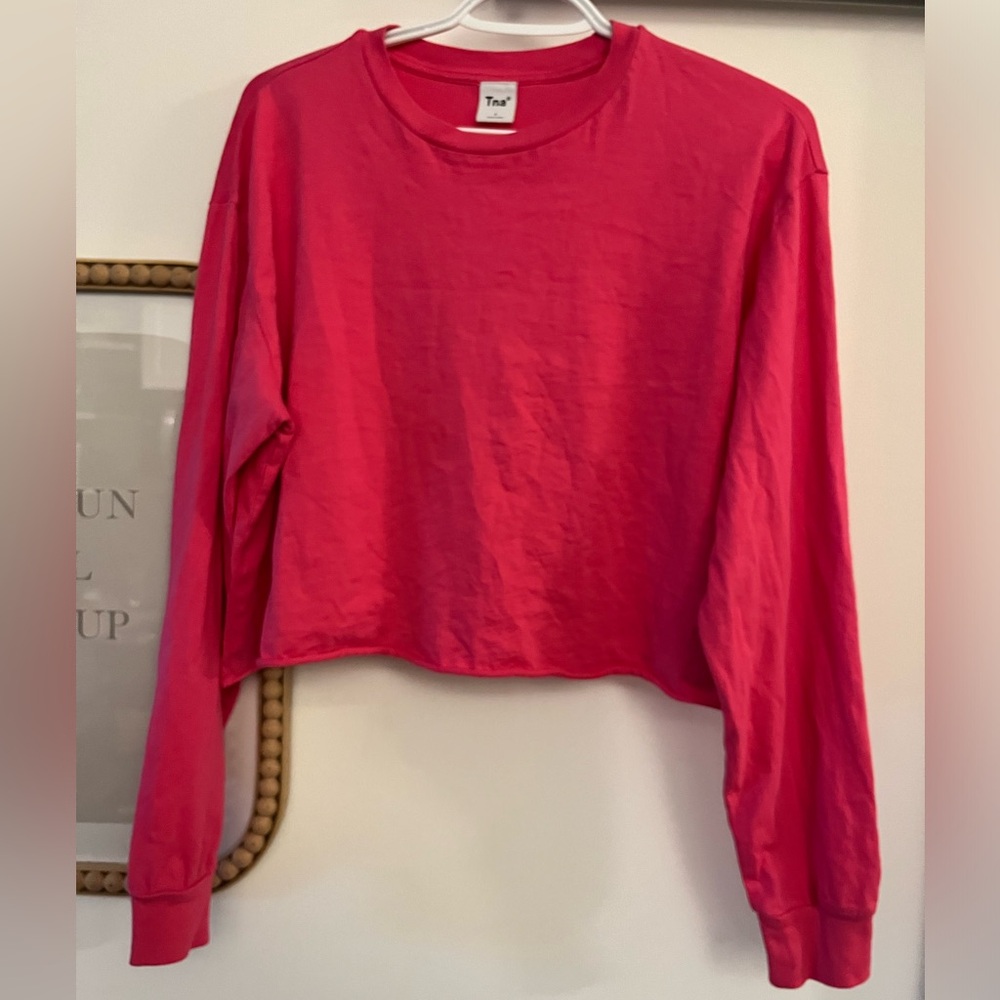 Bright Pink TNA Long Sleeve Crop Top